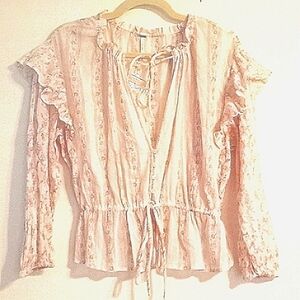 FINAL PRICE.......Free People Boho Blouse in Pink & White in Size SP